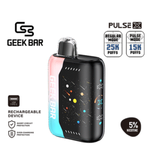 Sweet pink candy and blue raspberry mix with smooth finish — 상큼달콤한 캔디 조합을 느낄 수 있는 Geek Bar Pulse X Pink & Blue 5% 디바이스.