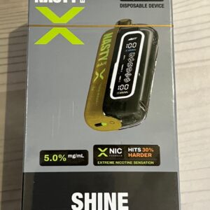 네스티 바 X 20000 샤인머스캣 5% 일회용 전자담배의 세련된 디자인과 생생한 패키지.