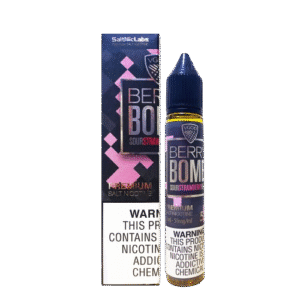 Sweet mixed-berry candy burst with a juicy finish — 생동감 있는 베리 컬러와 캔디감이 강조된 VGOD Berry Bomb 50mg 솔트닉 병 이미지.