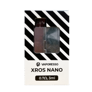 Metal silver XROS NANO device 메탈릭 실버 컬러와 미니멀한 바디 라인이 보이는 XROS NANO 이미지.