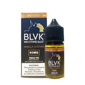 BLVK Salt Vanilla Custard 5% — 바닐라+커스타드 조합, creamy dessert SaltNic bottle.