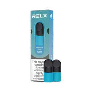 Smooth clean menthol pod for crisp vaping — 민트 컬러감과 쿨링 분위기가 담긴 RELX Menthol Plus 이미지.