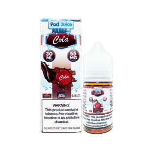 Refreshing fizzy cola flavor layered with smooth menthol cool — 콜라 소다 감성 컬러와 청량한 텍스처가 담긴 Cola Freeze SaltNic Juice.