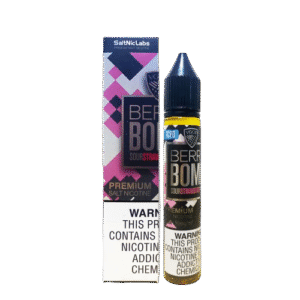 Cool and sweet berry blast with icy finish — 차가운 베리감과 캔디 단맛을 표현한 퍼플·블루 포인트의 VGOD 아이스드 베리 밤 병 패키지.