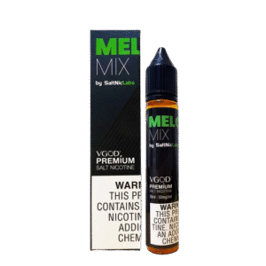 VGOD SaltNicLabs Melon Mix 50mg — 멜론의 watery sweet vibe를 살린 그린·옐로우 컬러 포인트와 clean white label이 조화를 이루는 패키지 디자인, mixed melon freshness가 시각적으로 표현된 고해상도 bottle 이미지.