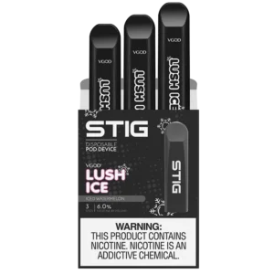 브이갓(VGOD) 스틱(STIG) 러쉬 아이스(Lush Ice) 6% | 달콤한 수박향과 시원한 멘솔 조합의 일회용 전자담배 | VGOD Stig Lush Ice Disposable 6% SaltNic | Sweet watermelon with icy menthol flavor and strong nicotine hit | 제이지베이프(JZVapes) 공식 판매