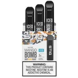 브이갓(VGOD) 망고 밤(Mango Bomb) 60mg 스틱(STIG) 일회용 전자담배 | 달콤하고 진한 망고 향에 강한 타격감 | VGOD Mango Bomb Disposable 60mg SaltNic | High Nicotine Vape with tropical mango flavor | 제이지베이프(JZVapes) 공식 판매