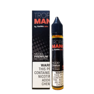 “Sweet tropical mango flavor layered with juicy nectar notes — 과즙감 있는 망고 느낌과 트로피컬 무드를 담아낸 VGOD Tropical Mango vape bottle 이미지.